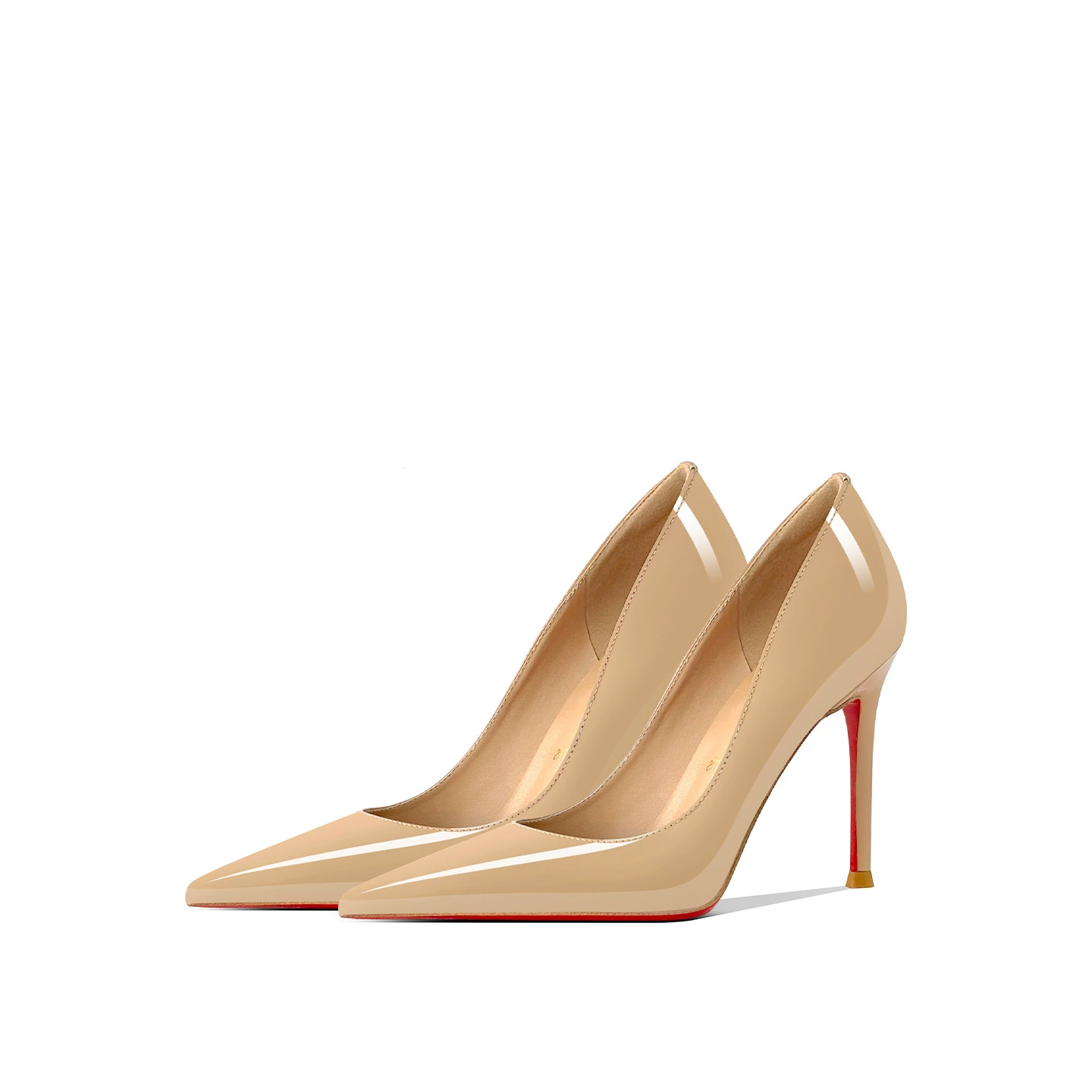 [Готовый запас] Женские туфли на высоком каблуке из лакированной кожи с красной подошвой, новые сексуальные универсальные элегантные туфли на плоской подошве из лакированной кожи на шпильке с острым носком