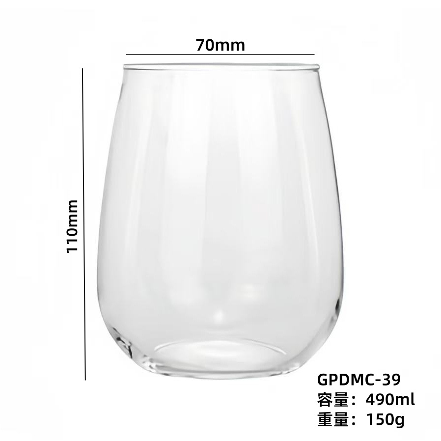 Vaso de vidrio de alta borosilicona simple al por mayor, taza de té, taza de cerveza, taza de agua en forma de huevo, taza de jugo de bebida, logotipo impreso