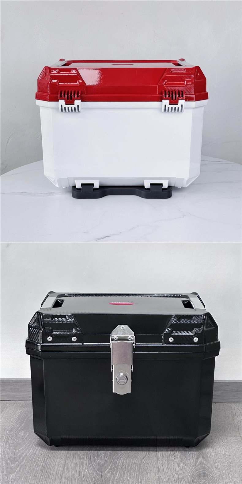 45L motorcycle tail box with a large capacity, suitable for electric scooters; a universal tail box storage container made of aluminum alloy