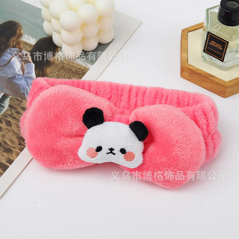 Dibujos animados tridimensional lindo felpa muñeca Panda arco cara lavado banda de pelo ancho borde diadema maquillaje femenino accesorios para el cabello