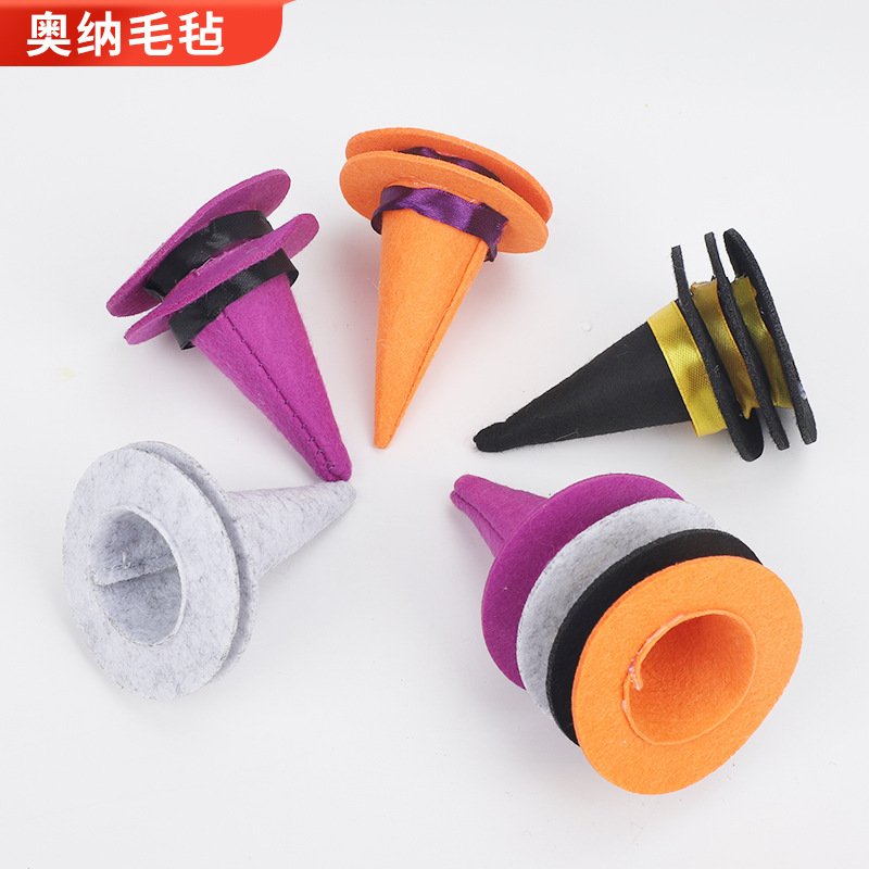 Factory wholesale Halloween decoration witch hat Halloween party scene layout props mini felt witch hat Factory wholesale Halloween decoration witch hat Halloween party scene layout props mini felt witch hat