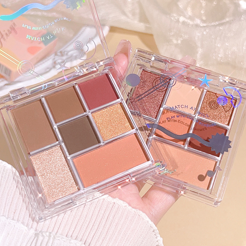HISY Fluorescencia de siete colores de maquillaje de sombra de ojos de color de tierra para mejorar la apariencia y mejorar el maquillaje no es fácil volar polvo de sombra de ojos de disco