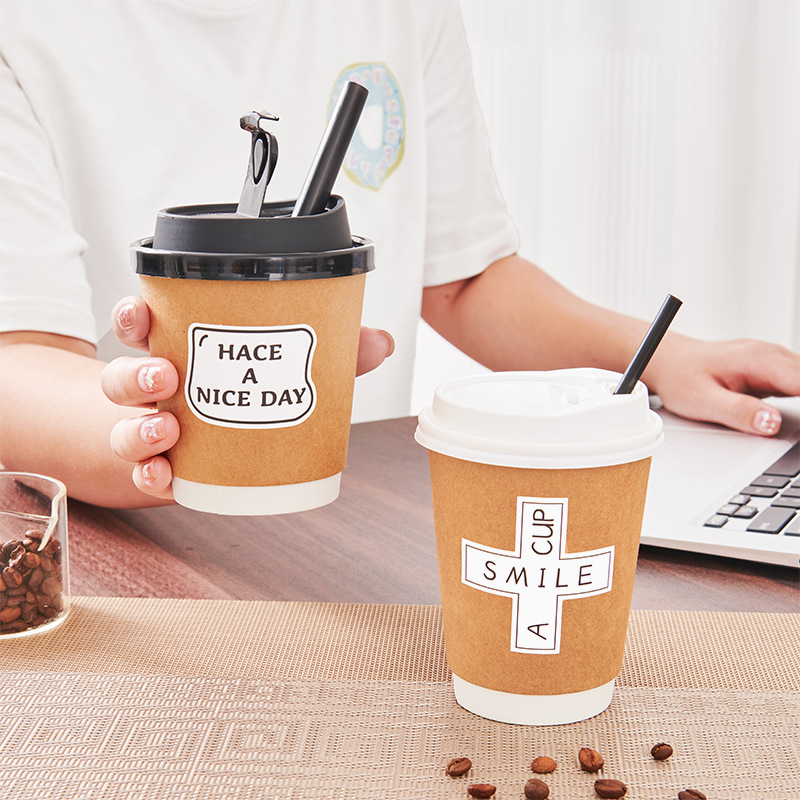 Pampering Coffee Cups: Thickened, Double-Layered Takeout Cups with Lids&mdash;Perfect for Hot & Cold Drinks or Takeaway Soy Milk