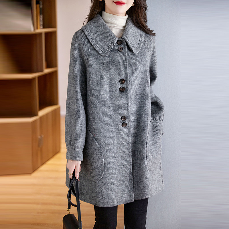Red Woolen Coat for Women 2025 New Autumn and Winter Style Single-Breasted Slim-Fit Mid-Length Woolen Jacket