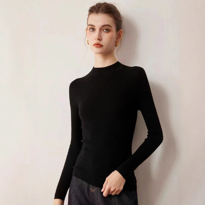 26 Spring 60-Count Yangzi 100% Pure Wool Solid Color Machine Washable Island-Style Half-High Collar Base Shirt, a Must-Have for Commuting 26 Spring 60-Count Yangzi 100% Pure Wool Solid Color Machine Washable Island-Style Half-High Collar Base Shirt, a Must-Have for Commuting