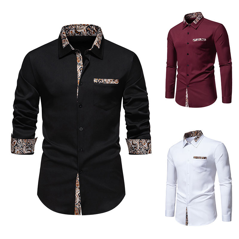 2024 Spring New European Size Men's Fashion Triangle Neck Cashew Flower Colored Long sleeved Shirt for Men_vogarts.com