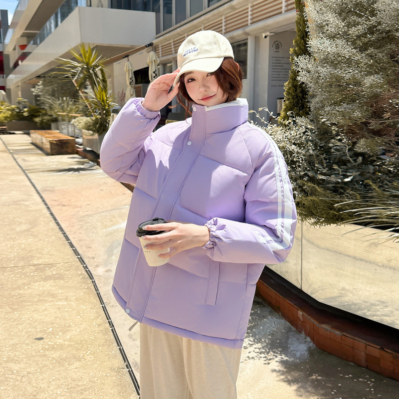 2025 ropa de algodón de pluma de invierno nueva ropa de algodón con cremallera coreana para mujeres suelta gruesa chaqueta de pan caliente para estudiantes