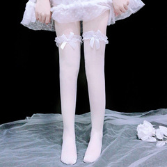 蕾絲花邊絲襪 jk秋季黑絲襪過膝絲襪美腿Lolita性感白色過膝襪