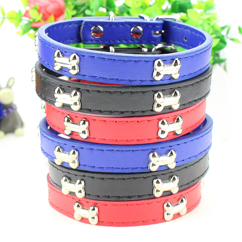 Bone rivet pet collar large