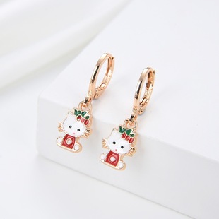 Cartoon Hello kitty Kidsren's Earrings Jewelry Cute Popular Hello kitty Kidsren's Earrings Earrings Jewelry