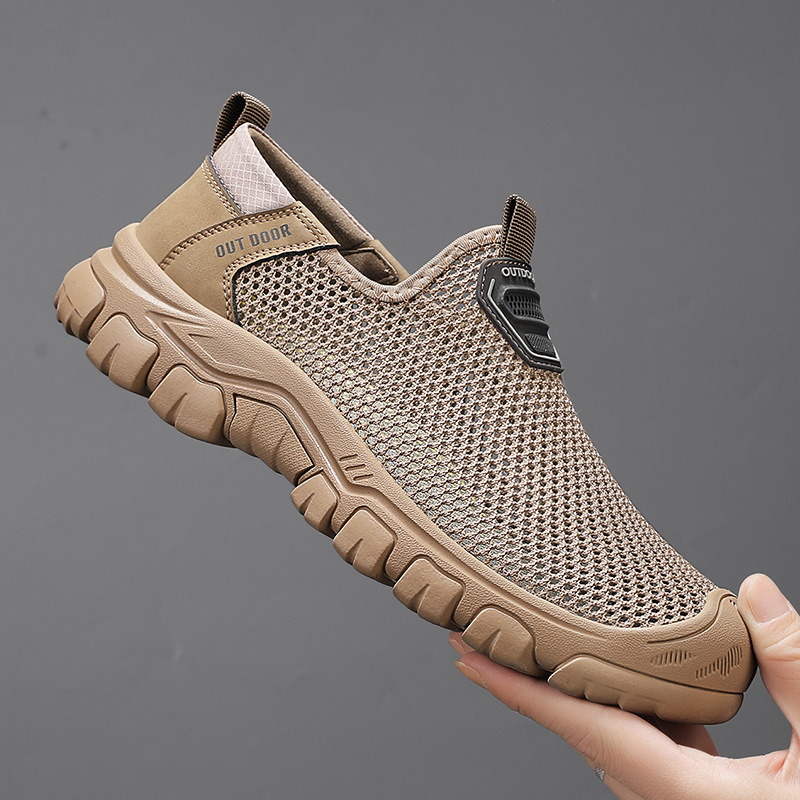 Foreign Trade Export to the United States Summer Men's Shoes Breathable Mesh Shoes Hollow Hole Shoes Non-Slip Outdoor Hiking Shoes