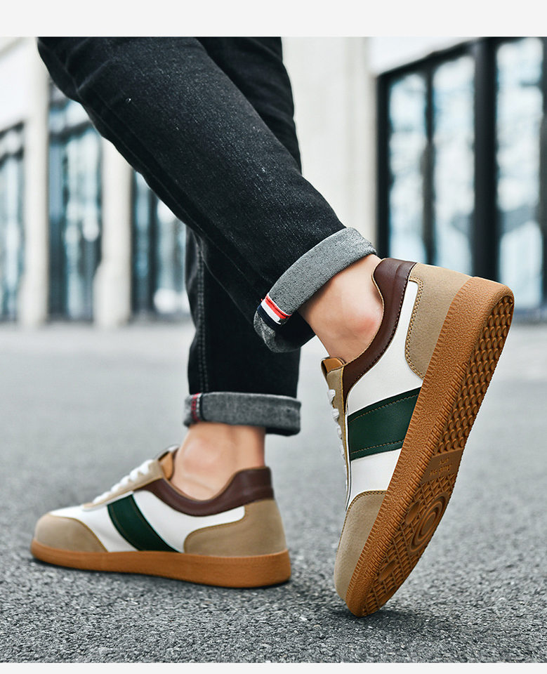 Giày sneaker nam cổ thấp đế bằng thoáng khí kiểu mới — 9157 màu đen, 9157 trắng xanh lá chi tiết 16