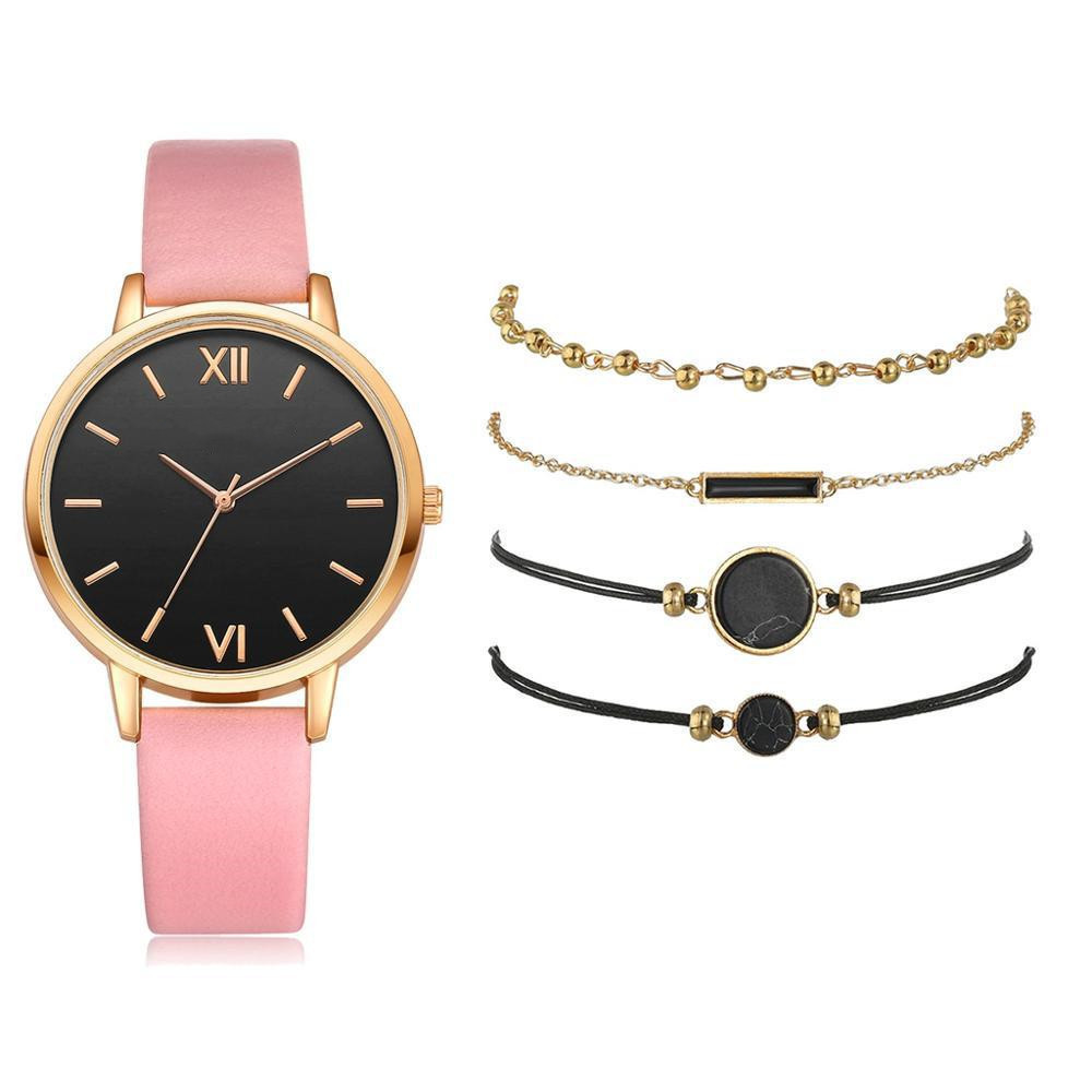 ins new minimalist watch set quartz watch trend pu strap ladies watch strap bracelet set_voghion.com