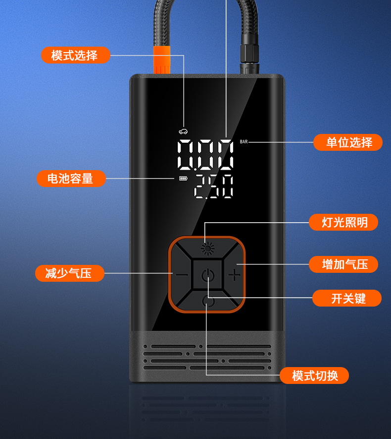 New Cross-Border Car-Mounted Wireless Air Pump, Portable Car Tire Small Air Pump, Electric Air Pump