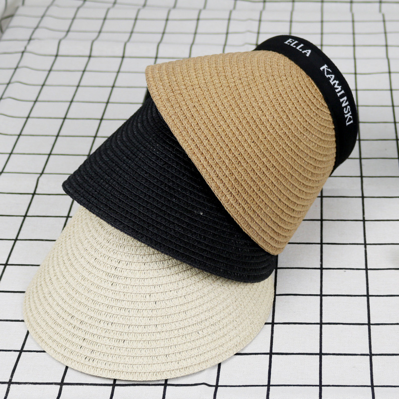 (2개) 여름용 태양 모자, 라피아 빈 탑 모자, 머리띠, 태양 모자, 여행 시 얼굴을 가리는 여성용 패셔너블하고 다재다능한 사이클링 태양 모자