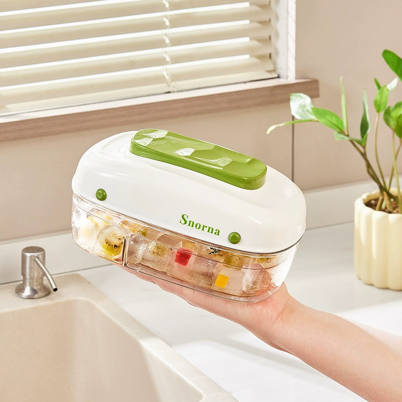 Нажмите на ледяную решётку с выдвижным ящиком формы для кубиков льда