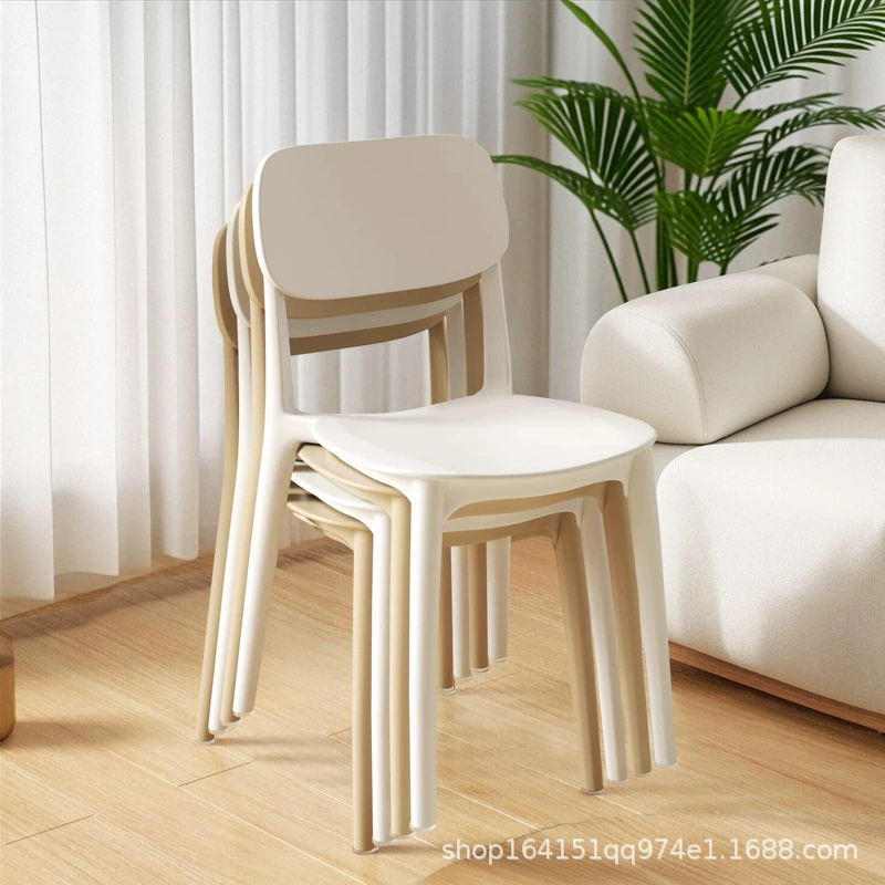 Обеденный стул со спинкой для дома и отдыха, утолщенный пластиковый стул для взрослых, штабелируемый, современный, простой, для улицы, ресторана, коммерческий табурет