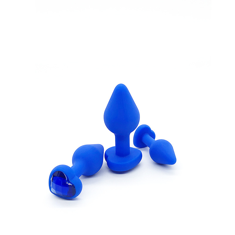 Heart-Shaped Silicone Anal Plug, Large Blue Waterproof Design for Adults — detail image 5