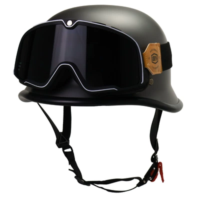 Motosiklet kaskı (dəbilqə) Soldier Helmet Motorcycle Helmet Half - dumb-gray-goggles-black-belt-mask-m