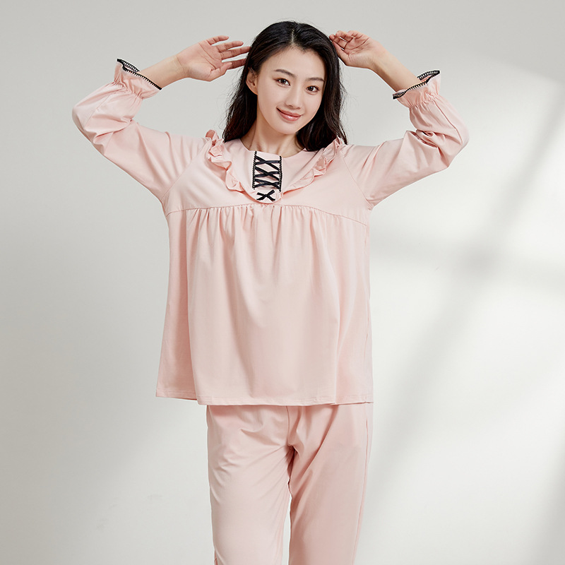 春季睡衣女士春秋纯棉长袖公主风全棉套头宫廷洋气厚款秋冬家居服