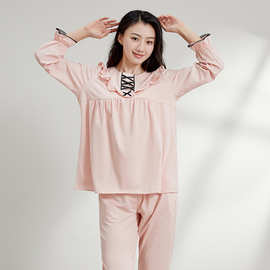 春季睡衣女士春秋纯棉长袖公主风全棉套头宫廷洋气厚款秋冬家居服