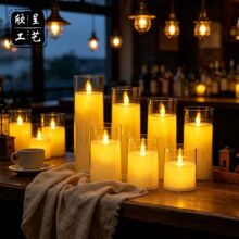 爆款亚马逊亚克力蜡烛灯跨境led电子蜡烛灯带杯摇摆仿真火苗氛围