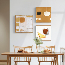日式原木风北欧文艺餐厅客厅装饰画饭厅厨房壁画挂画艺术抽象棕色