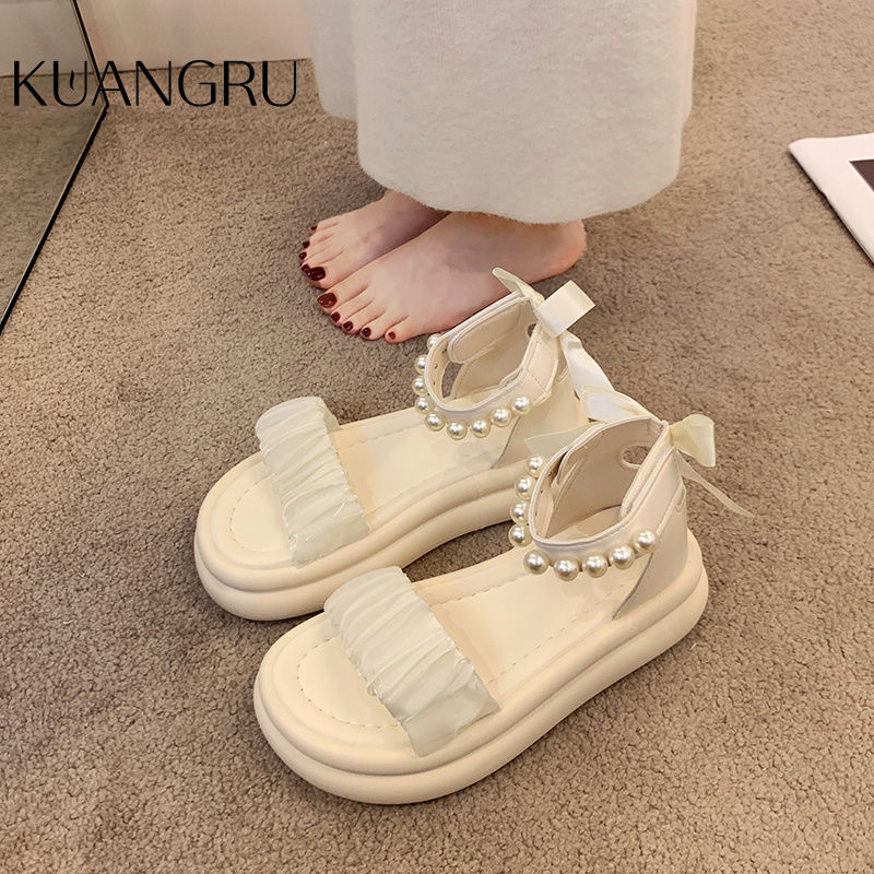 Tendencia de sandalias antideslizantes 2024 nuevo estilo de verano de playa de moda de estilo de hadas de alta calidad con falda de moda