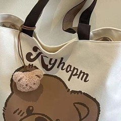 日系大容量包包新款卡通帆布包手提袋通勤学生上课单肩帆布托特包