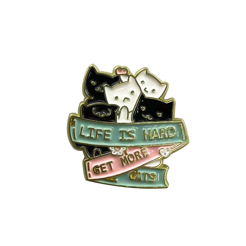 Comercio exterior dibujos animados lindo gatito broche joyería personalidad letras en inglés top mochila decoración pin insignia