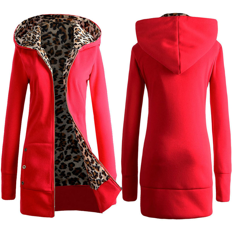 Aliexpress New Hooded Thickeneded Leopard Print Sweatshirt European and American Velvet Large Size Outwear Winter Women's Clothing