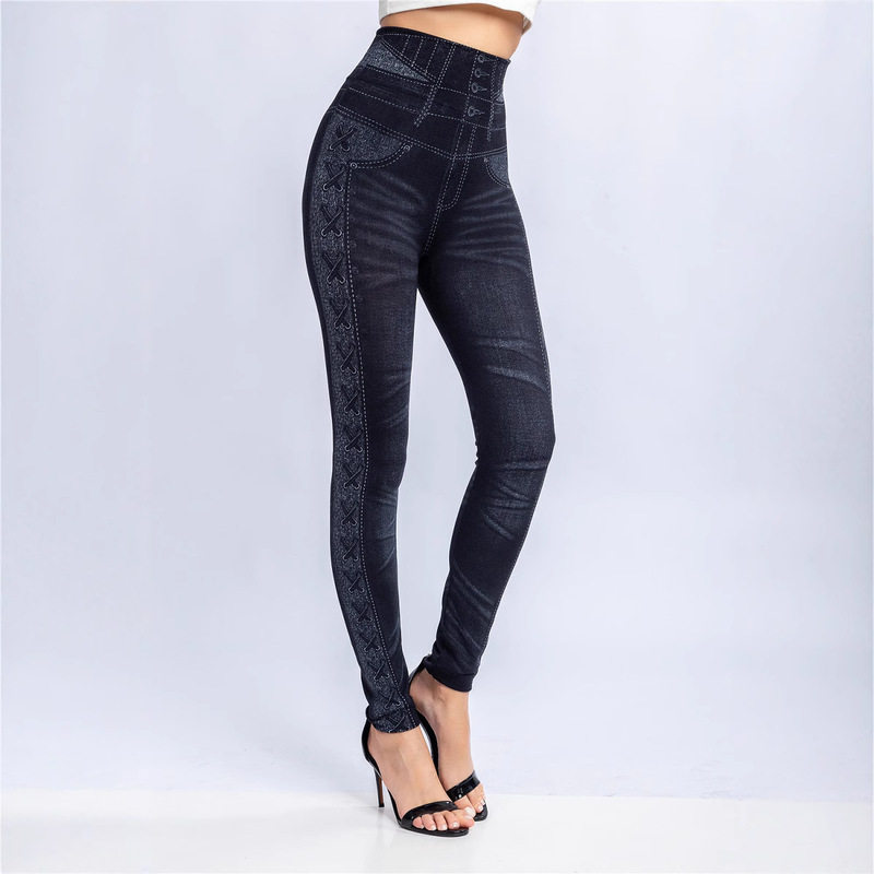 European and American Yoga Pants Skinny Jeans Belly Tight Hip High Waist Yoga Gym Exercise Running Pants Women's Leggings