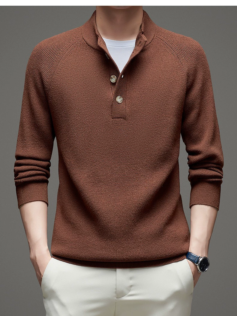 2023 осенне-зимний Новый мужской свитер для молодежи и среднего возраста, Модный корейский вариант свитера со средним воротником, свободная Базовая рубашка оптом