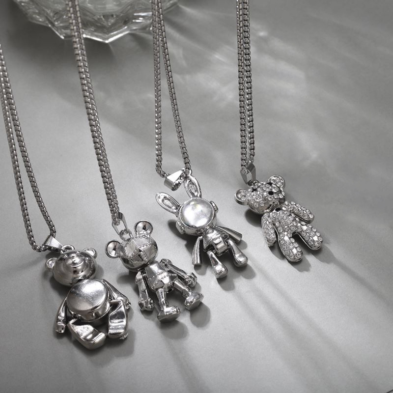Hip-Hop Rabbit Bear Alloy Titanium Steel Plating Unisex Pendant Necklace