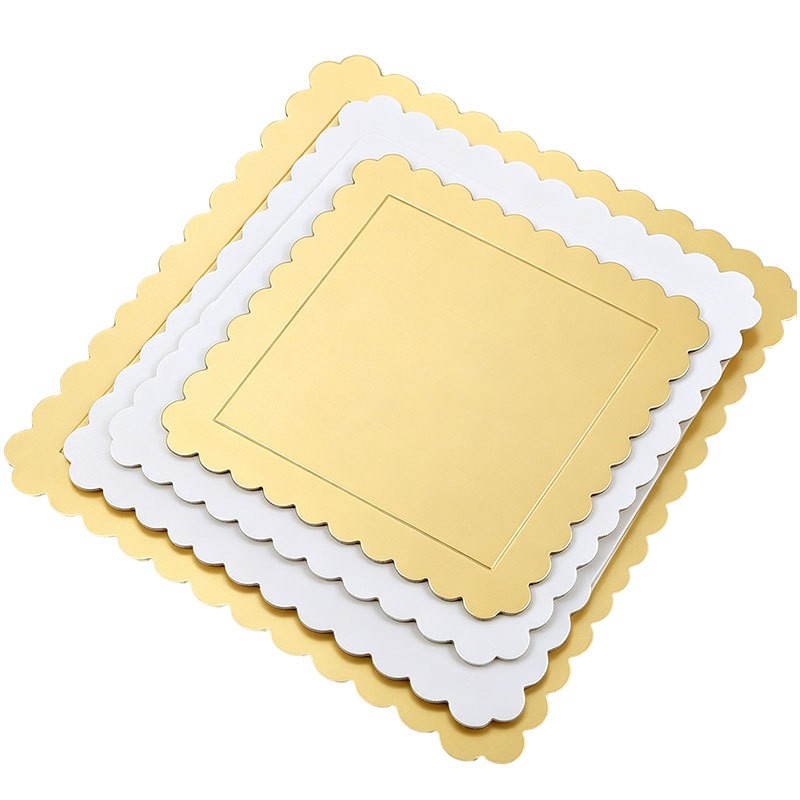 Caja de pastel cuadrada en stock 6 pulgadas creativa de encaje de pastel de oro tarjeta blanca fábrica de almohadilla de papel de pastel cabello recto