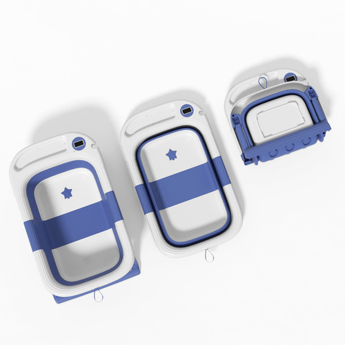 Cross-border portable newborn baby three-fold enlarged bathtub customized baby with thermometer thick bath tub