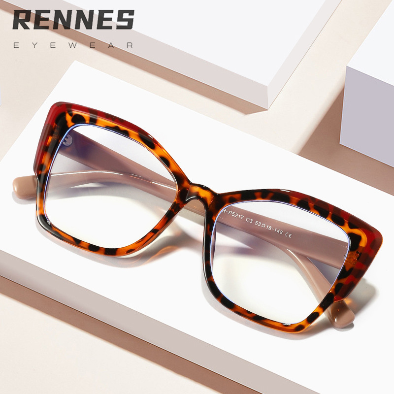 Gafas de estampado de leopardo retro marco ligero marco grande gafas de luz anti-azul liso nuevo marco de gafas lisas TR90