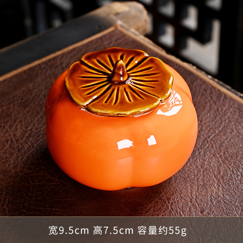 クリエイティブ柿茶葉缶柿柿如意喜糖缶陶磁器シミュレーション柿缶ビジネスイベントプレゼント卸売り|undefined
