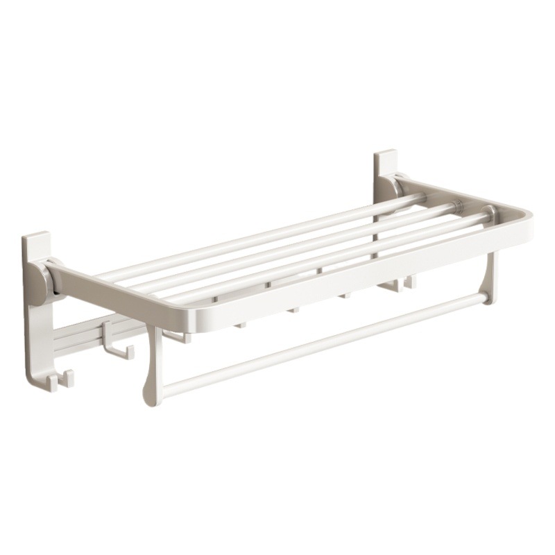 Blanco puro toalla rack toalla combinación traje de baño hardware colgante almacenamiento rack inodoro Punch-espacio libre de aluminio