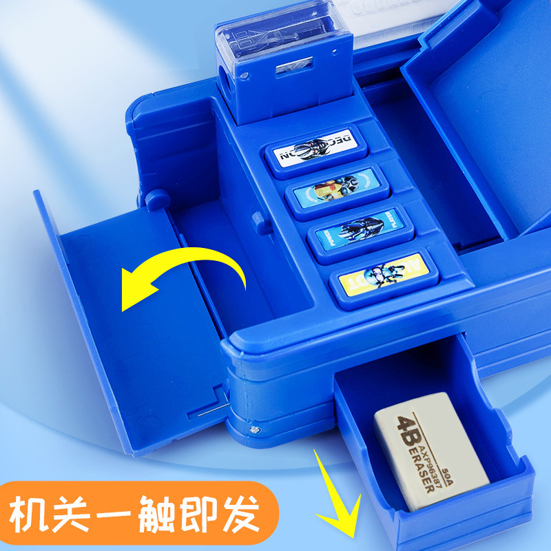 Caja de papelería para niños multifuncional de alta tecnología Transformers contraseña caja de lápiz para estudiantes de primaria para niños 20 tang