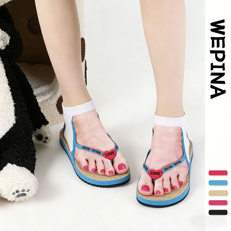 Funny Gift Ideas: Flip-Flop Pattern Socks for Women, Tiktok Style Prank Socks, Spring and Summer Short Socks That Don'T Slip Off, No-Show Socks