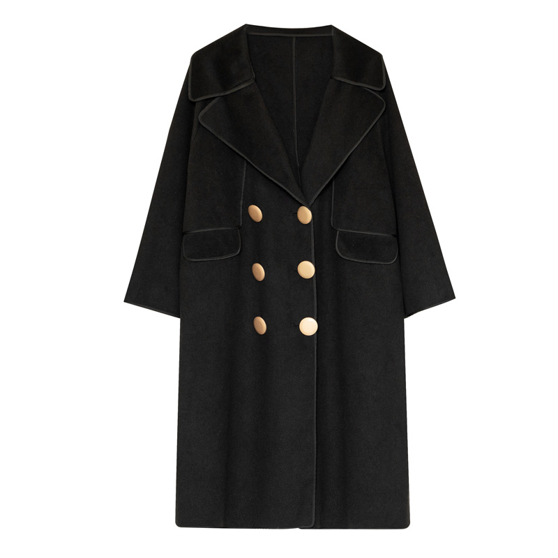 Abrigo de Lana de Doble Botonadura para Mujer de Nailon para Invierno image 7