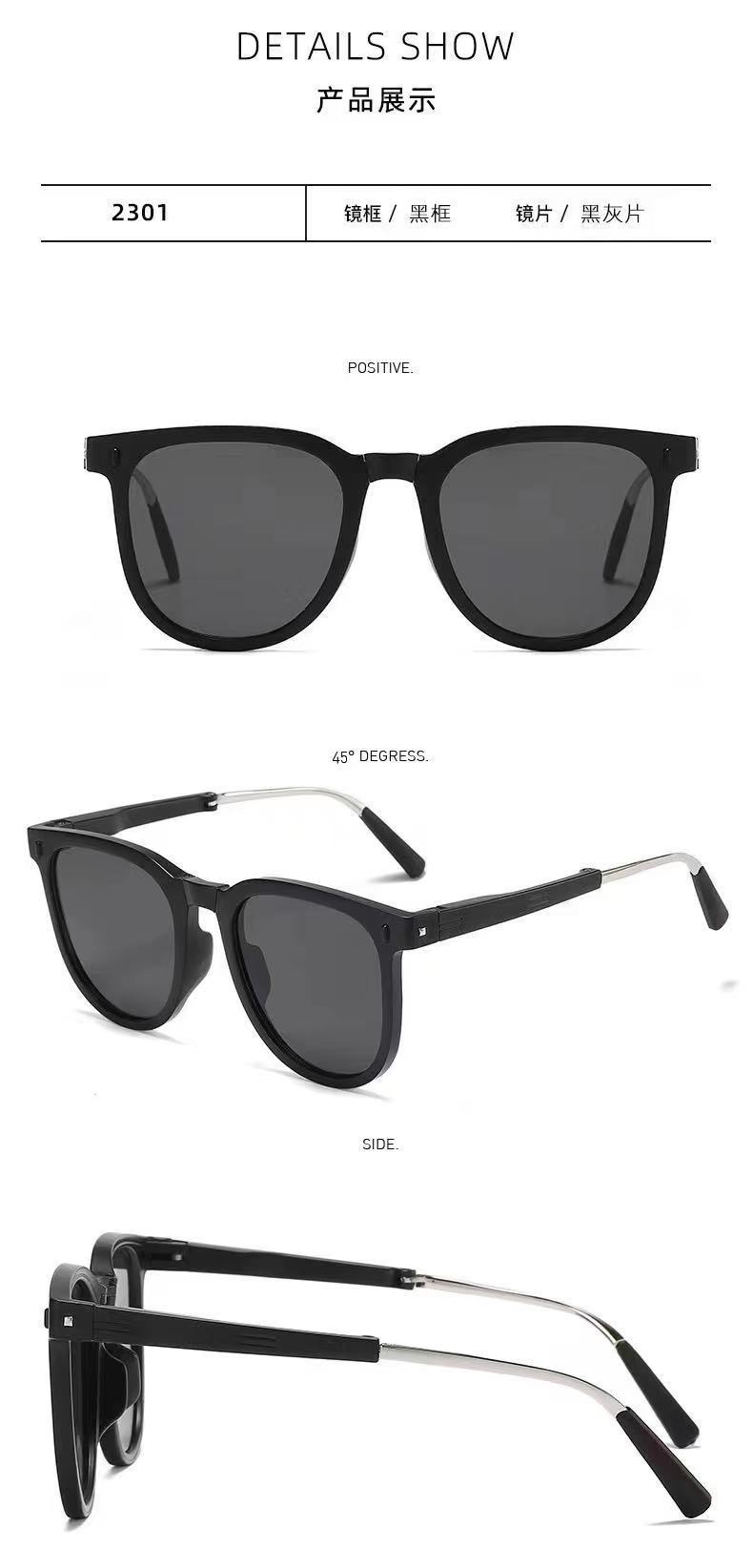 新款sunglasses折叠太阳镜便携焦下帽子款遮阳墨镜气垫盒偏光眼镜详情5