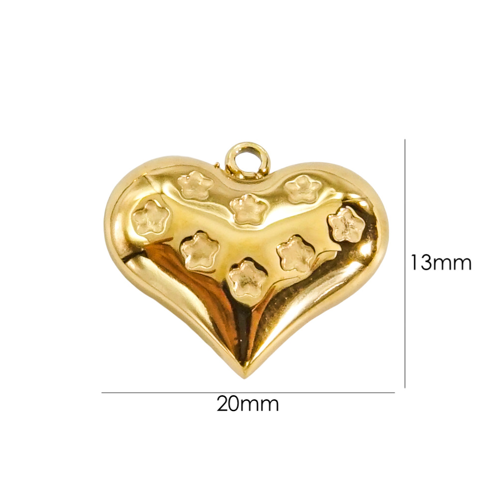 10 PCS/Package 304 Stainless Steel 14K Gold Plated Heart Shape Pendant display picture 14