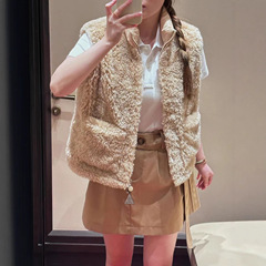 南油女装蒙口2025早秋泰迪毛羽绒服女慵懒修身保暖立领鹅绒服马甲