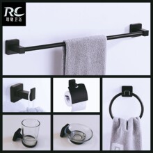 外贸跨境黑色锌合金不锈钢浴室挂件套装毛巾架套装毛巾杆六件套