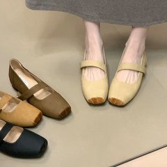 2025秋季方头复古暗黑芭蕾舞鞋女外穿仙女平底单鞋一脚蹬玛丽珍鞋