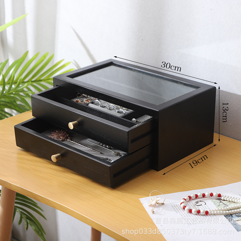 スポット木製レトロ多層ジュエリーボックスネックレスブレスレット大容量収納ボックス中国風のジュエリー収納ボックス|undefined