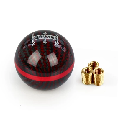 Car Modification Parts Manual Transmission Carbon Fiber Gear Shift Knob 5-Speed 6-Speed Round Shift Knob Cross-Border (Cab and accessories) - 5th-gear-black-and-red-two-colors