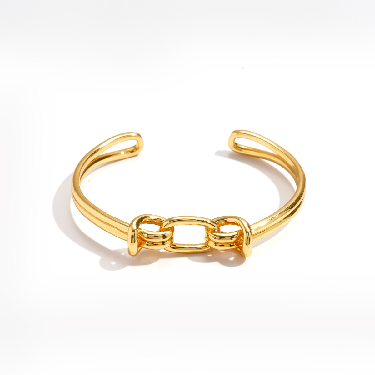 18k oro galvanizado europeo y americano oval hueco nudo abierto pulsera de moda nicho de viaje de alta calidad joyería